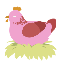 A pink and red chicken with a neck-speckle pattern
