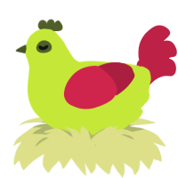 TOXIC WASTE, a lime and crimson chicken