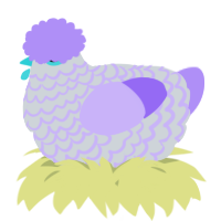 A mist and lilac chicken with a lace pattern