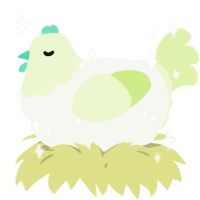 A white and apple chicken with a head pattern