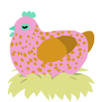 5087, a pink and ochre chicken with a speckle pattern