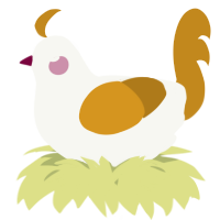 A white and ochre chicken