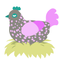 dark mold spore, a ash and lavender chicken with a speckle pattern