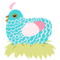 A aqua and rose chicken with a lace pattern