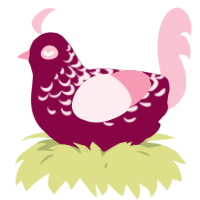 A maroon and rose chicken with a half-lace pattern