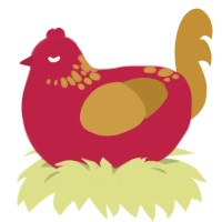 幸運, a crimson and gold chicken with a neck-speckle pattern