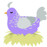 Lavender, a lilac and silver chicken with a half-lace pattern