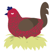 A crimson and bark chicken with a double-lace pattern