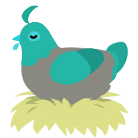 hatsune micoo, a ash and turquoise chicken with a head pattern