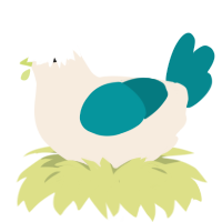 A cream and teal chicken