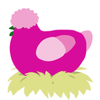 A fuchsia and pink chicken