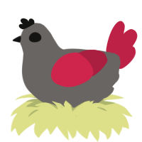 little red, a grey and crimson chicken