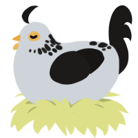 Miki, a mist and sable chicken with a neck-speckle pattern