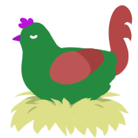 A viridian and red chicken