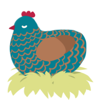 A sea and brown chicken with a lace pattern