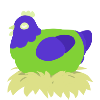 A grass and indigo chicken with a head pattern