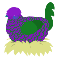 A violet and leaf chicken with a lace pattern