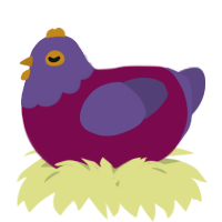 A wine and overcast chicken with a head pattern