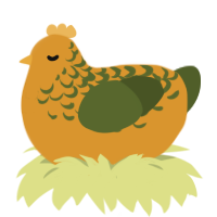 (unnamed), a orange and olive chicken with a half-lace pattern