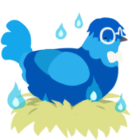 A ultramarine and sky chicken with a head pattern