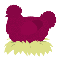 A maroon chicken with a double-lace pattern