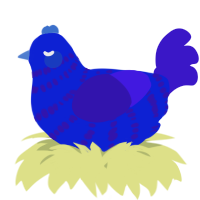 A yellow and lime chicken with a bar pattern
