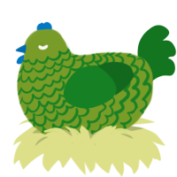A chartreuse and leaf chicken with a lace pattern