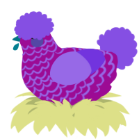 A plum and blurple chicken with a lace pattern