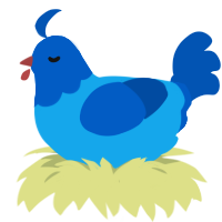 John, a sky and ultramarine chicken with a head pattern