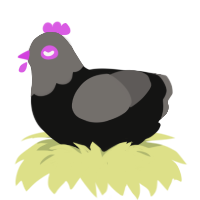 paint, a black and grey chicken with a head pattern