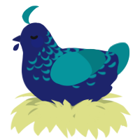A navy and teal chicken with a half-lace pattern