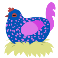 A ultramarine and orchid chicken with a speckle pattern