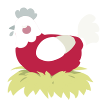 A crimson and white chicken with a head pattern