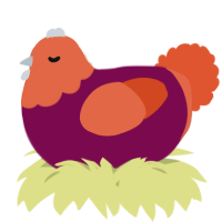 A wine and vermilion chicken with a head pattern
