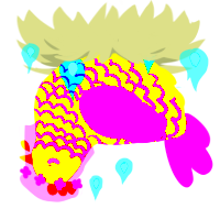 A lime and amethyst chicken with a lace pattern