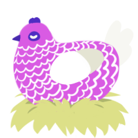 A orchid and white chicken with a lace pattern