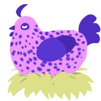 A lavender and indigo chicken with a speckle pattern