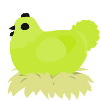 A lime chicken with a head pattern
