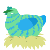 A spring and sky chicken with a bar pattern