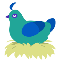 A turquoise and ultramarine chicken