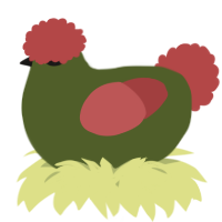 A olive and red chicken