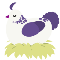A white and overcast chicken with a neck-speckle pattern