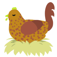A ochre and russet chicken with a speckle pattern