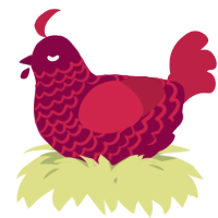 A maroon and crimson chicken with a lace pattern