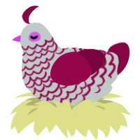Raspberry Ripple, a silver and maroon chicken with a lace pattern