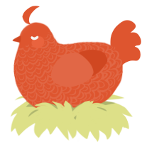 A vermilion chicken with a double-lace pattern