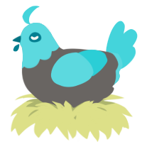 A grey and aqua chicken with a head pattern