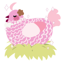 A pink and rose chicken with a lace pattern