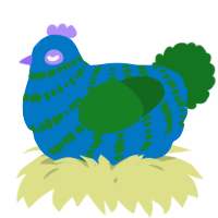A sapphire and leaf chicken with a bar pattern