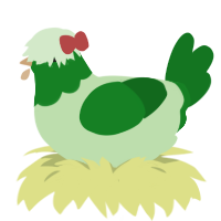 Okra, a gluppy and leaf chicken with a head pattern